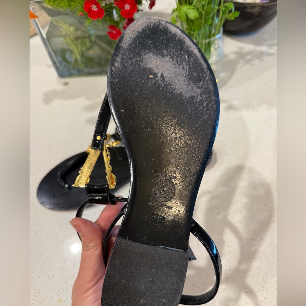 Versace Black Virtus Flat Sandals - Picture 3 of 6
